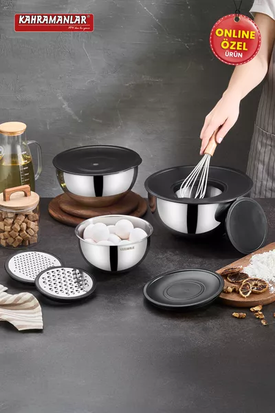 مجموعة شيف ميكس 9 قطع وعاء خلط وحفظ مع مبشرة