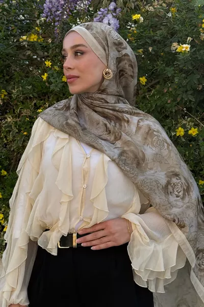 Rossa Patroon Zachte Sjaal - Beige