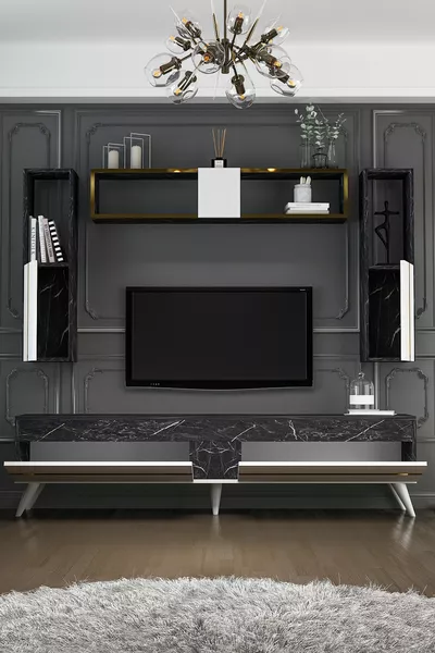 وحدة تلفاز ألبينا مع شريط ذهبي