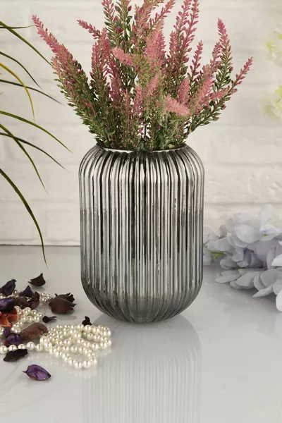 Ваза из декоративного стекла AngDesign Line, дымчатая,  см