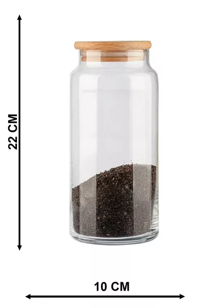 Bocaux alimentaires en verre avec couvercles en bambou sous vide, lot de 5, organisateurs de cuisine décoratifs,  ml