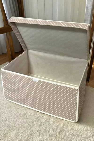 Мега многофункционална кутия за съхранение, кутия, торба за съхранение, органайзер, кутия за играчки, бежов на точки 