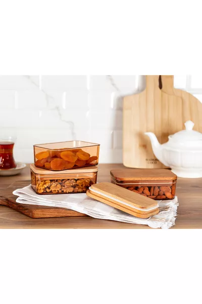 Diviera ml Storage Container with Wooden Lid, Set of 3