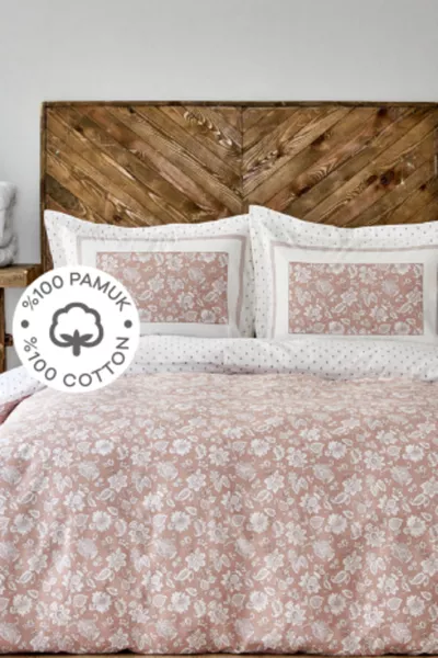 Celerina Pink % Cotton Double Fitted Duvet Cover Set