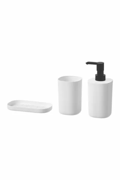 Storavan 3-Piece Bathroom Toilet Soap Dish and Brush Set