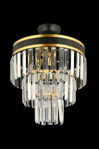 Çağla 4-lichts zwarte moderne woonkamerlamp met gouden accenten,  cm