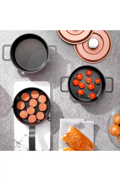 Retro Cast Mini Casserole Set 5-Piece - Rose Gold