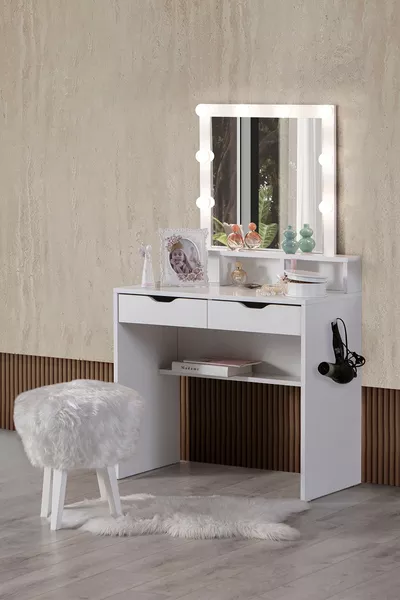 Diva Hollywood LED Lighted Mirror Drawer Makeup Vanity