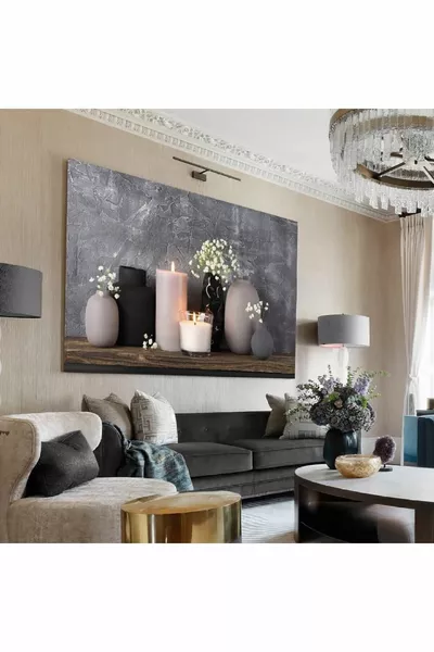 Antracietgrijs Kaarscombinatie Decoratief Canvas Wandschilderij