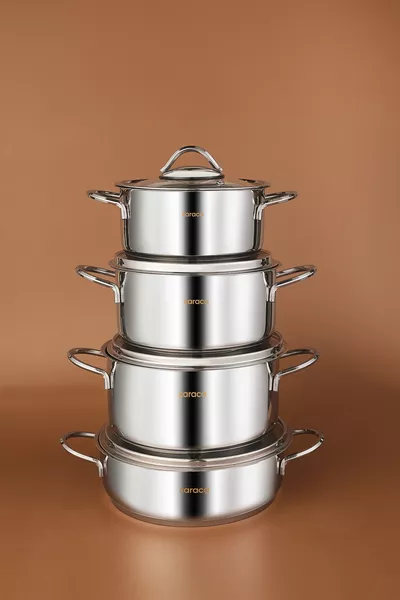 Sakura Powersteel  Edelstahl Induktionsboden 8-teiliges Kochtopf-Set