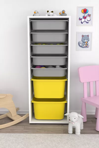 Zola 7 Vak Kast Speelgoedkast Multifunctionele Keuken Badkamer Voorraadkast Geel Grijs