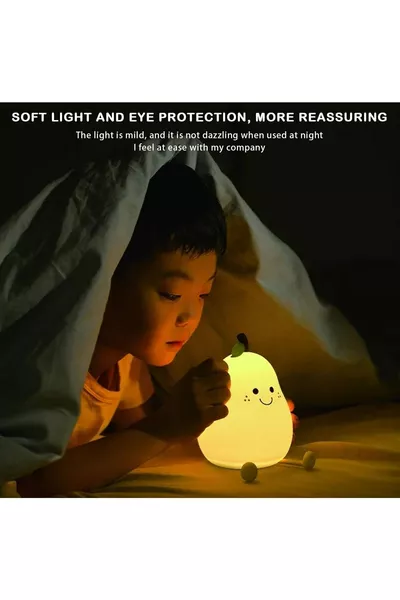 Цветная USB перезаряжаемая ночная лампа в форме груши, силиконовая, подарок, детская ночная лампа