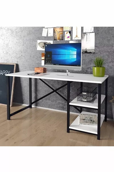 ODİNA 2 Regal Metall-Schreibtisch Weiß