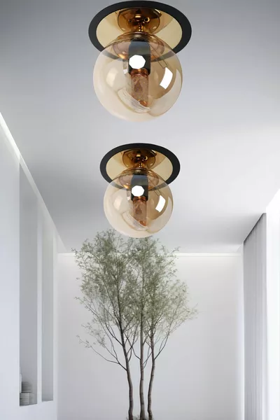 Алора Черен Златен Плафон с Кристални Стъкла