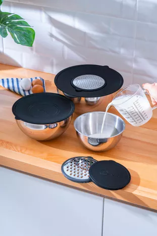 Karat 9-delige geribbelde meng- en bewaarbak ( cm)