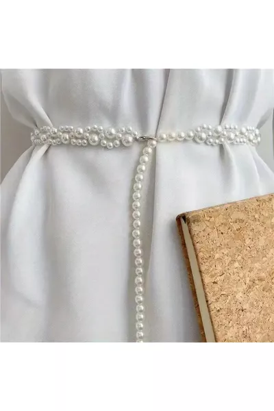 سلسلة خصر من اللؤلؤ المصنوع يدويًا