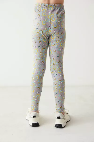 Grey Girls' Rainbow Patterned Leggings