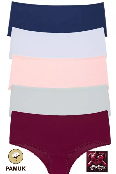 5 броя средно високи еластични и меки памучни бикини