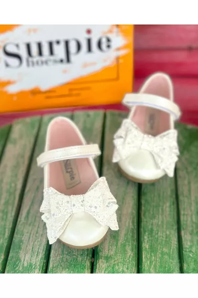 Girls' Orthopedic Sequined Ballet Flats with Bow Detail, Children's Orthopedic Ballet Flats