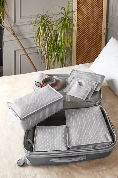 حقيبة خروج من المستشفى/الولادة من 6 قطع بدون شبكة - منقط