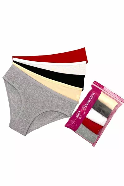 سراويل داخلية نسائية قطنية بلون واحد، 5 قطع