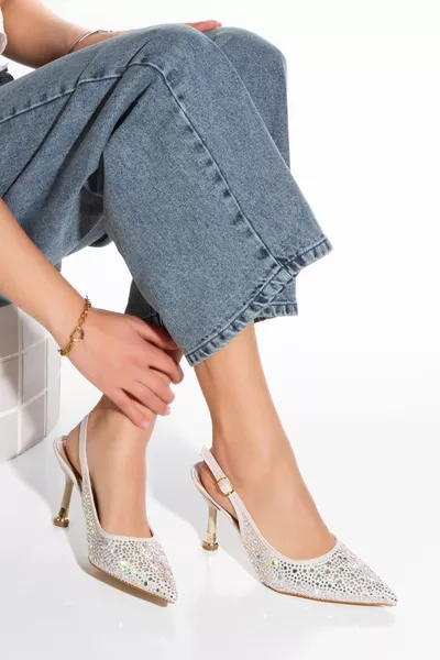 Satinbesetzte spitze Damenschuhe mit dünnem Absatz für festliche Anlässe