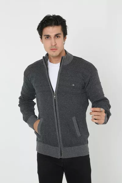 جاكيت صوف رجالي كبير الحجم بسحّاب