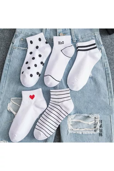 جوارب نسائية بنقشة بالتوك مجموعة من 5