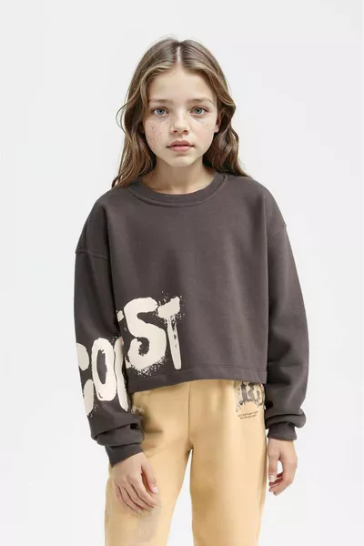 Sweat-shirt imprimé à col rond pour fille WN