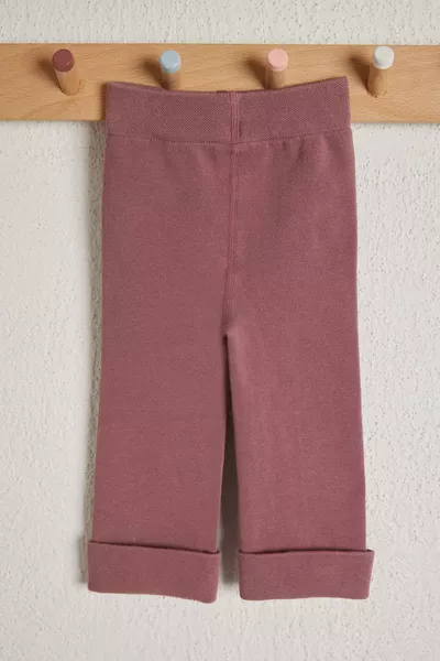 بنطال ضيق للرضع من القطن باللون الوردي الوردي