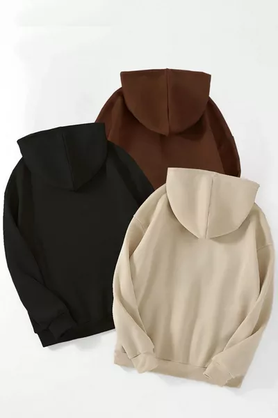 سويت شيرت واسع غير محدد الجنس بثلاثة قطع ومطبوع