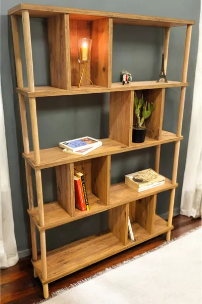 5-Shelf Modern Decorative Bookcase, Folder Holder, Kitchen Shelf, Pantry, Multi-Purpose Organizer Rack