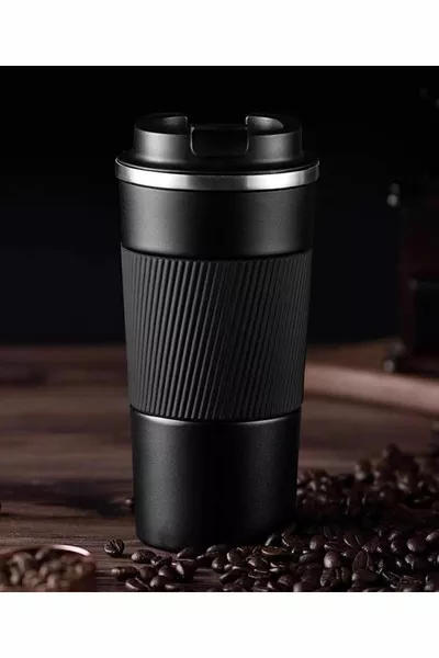 ترمس من الفولاذ المقاوم للصدأ  بسعة  مل مع فنجان مقاوم للانزلاق وألوان متنوعة