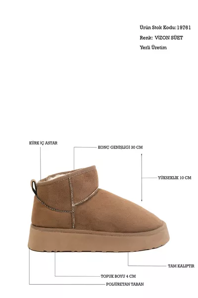 حذاء نسائي من المخمل الفئري بلون الجوزاء 