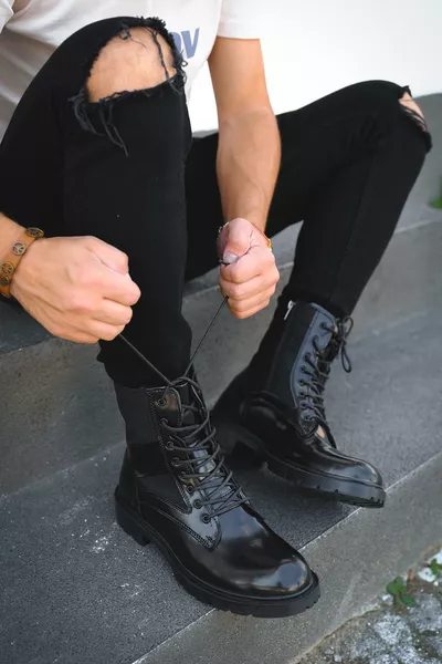 حذاء عسكري رجالي بسحّاب من الجبين القطبي