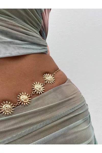 حزام سلسلة للجسم والخصر والفساتين والبناطيل والتنانير بتفاصيل شمسية