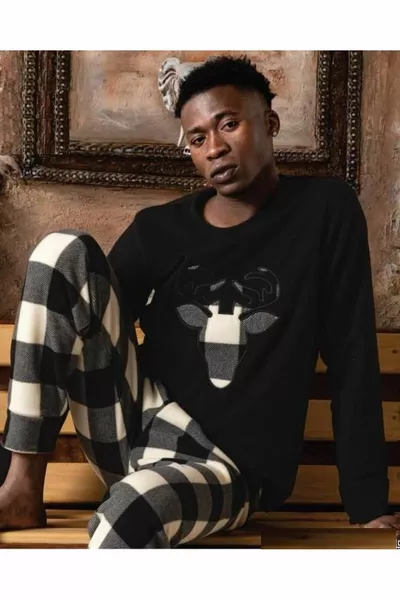 الرجال صفر الرقبة الصوف بيجاما رياضية مجموعة