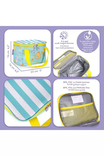 Brand: Milk&moo Thermal Insulated Lunch Bag Turquoise Category: School Bag