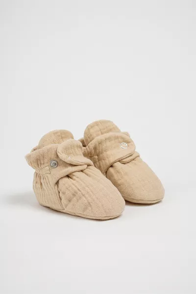 Organic Cotton Muslin Baby Booties, Summer Slippers for Newborns