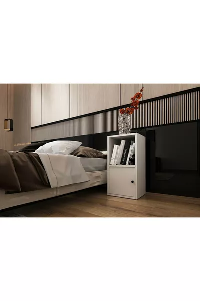 Нощно шкафче с рафтове и капак  см -ч