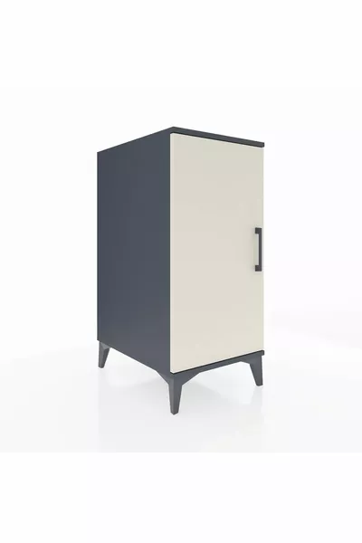 خزانة جانبية كرونوس بطابقين و باب واحد، أنثراسيت-حجر رملي