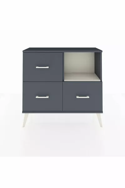 خزانة أرجس بستاند رف واحد و3 أدراج أنثراسايت-حجر رملي/أنثراسايت