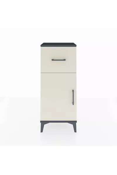 Arges Kommode met één plank, één lade en één deur Antraciet-Leisteen