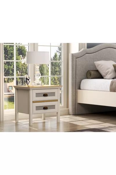 خزانة جانبية هونيريكا كوريلة بريميوم ذات درجين - ميني فيكس - حجر القمر/ليغنانو