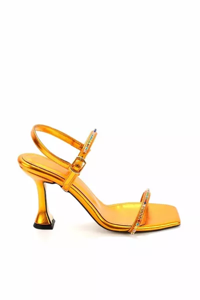 حذاء سهرة نسائي برتقالي معدني 