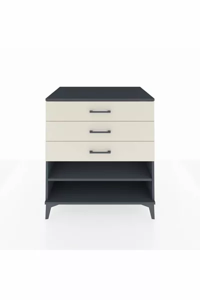 خزانة كرونوس بدرج واحد وثلاثة أدراج، أنثراسيت-رصاصي