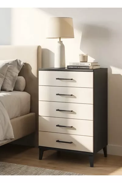 خزانة جانبية هايبريون بخمس أدراج - أنثراسيت وحجر رملي