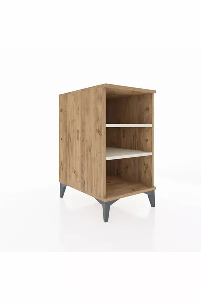 خزانة جانبية كرونوس ذات رفين من خشب الصنوبر وحجر العقيق