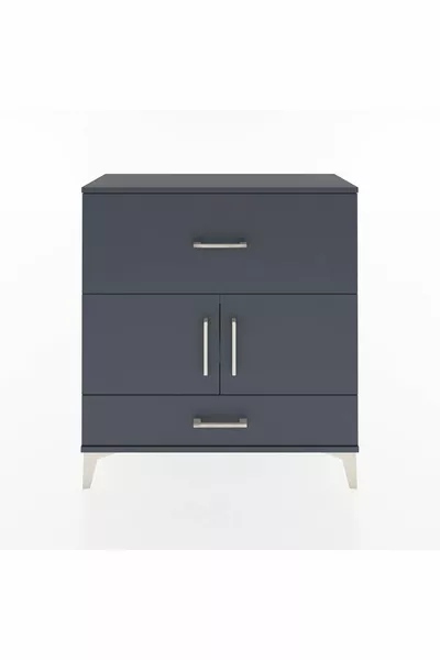 Аргес скрин с 2 рафта, 2 чекмеджета и 2 врати, антрацит-антрацит