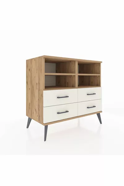 Hyperion Şifonyer 4 Raflı 4 Çekmeceli  Çam-Çam/Aytaşı